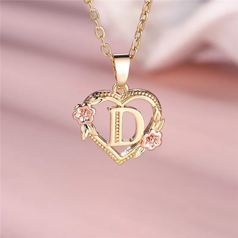 MyClosetAid Female A-Z Letter Flower Pendant Necklace — fabric or material detail