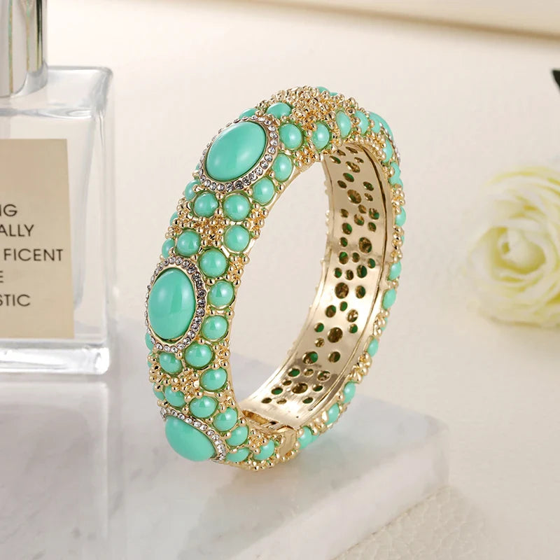 MyClosetAid Gold Plated Rhinestone Resin Bangles — detail close-up