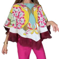 Women Art Floral Print Maxi Dress Short Sleeve Crew Neck