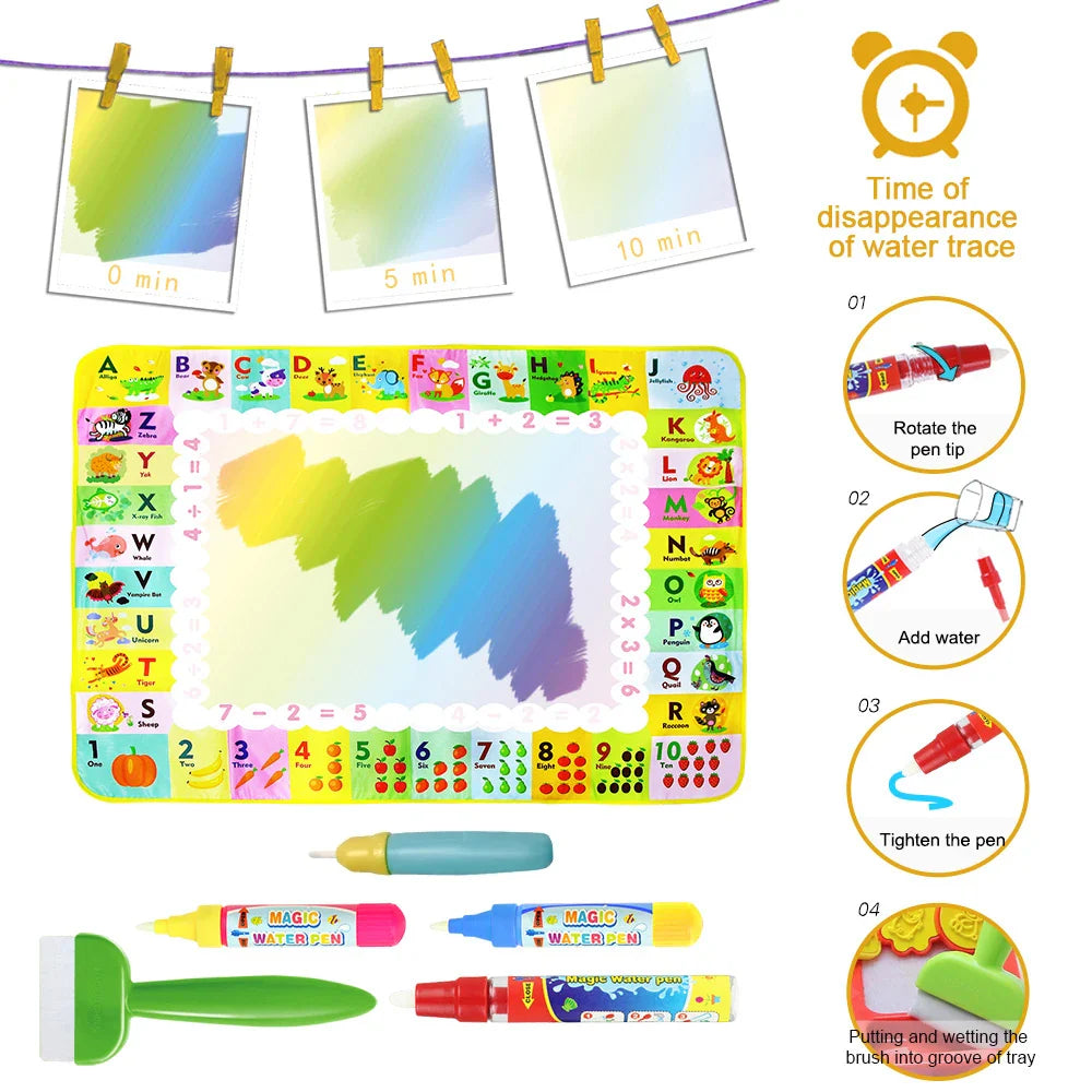 Magic Water Drawing Mat Coloring Doodle Mat with Magic Pens Educational Toys  Painting Board Montessori Toys for Kids Gifts
