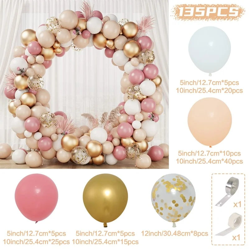 Perfecsy Pink Gold Balloon Garland Arch Kit Birthday Party Decor Kids Girl Wedding Birthday Party Baloon Supplies Baby Shower