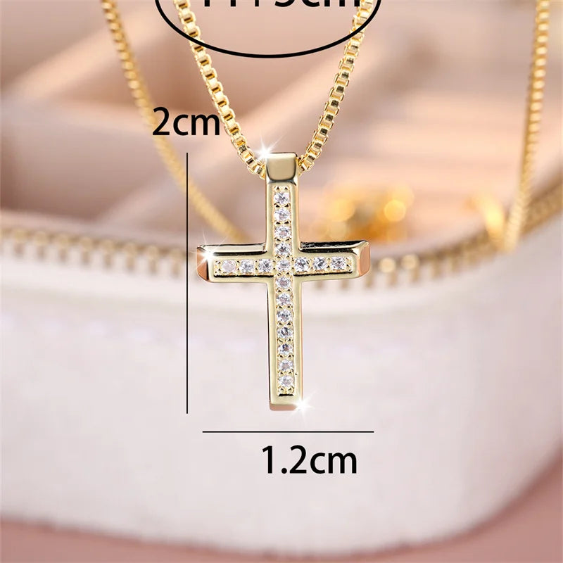 MyClosetAid Cross Pendant Clavicle Necklaces — back view