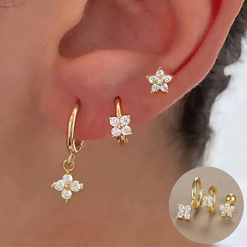 SORI STYLE 3PCS Crown Stud Earring Set for Women — lifestyle context