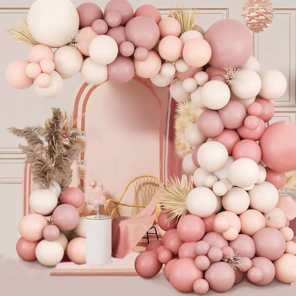 Perfecsy Retro Pink Pastel Macaron Balloons Garland Arch Kit Wedding Birthday Party Decoration Girls Baby Shower Rose Gold Ba