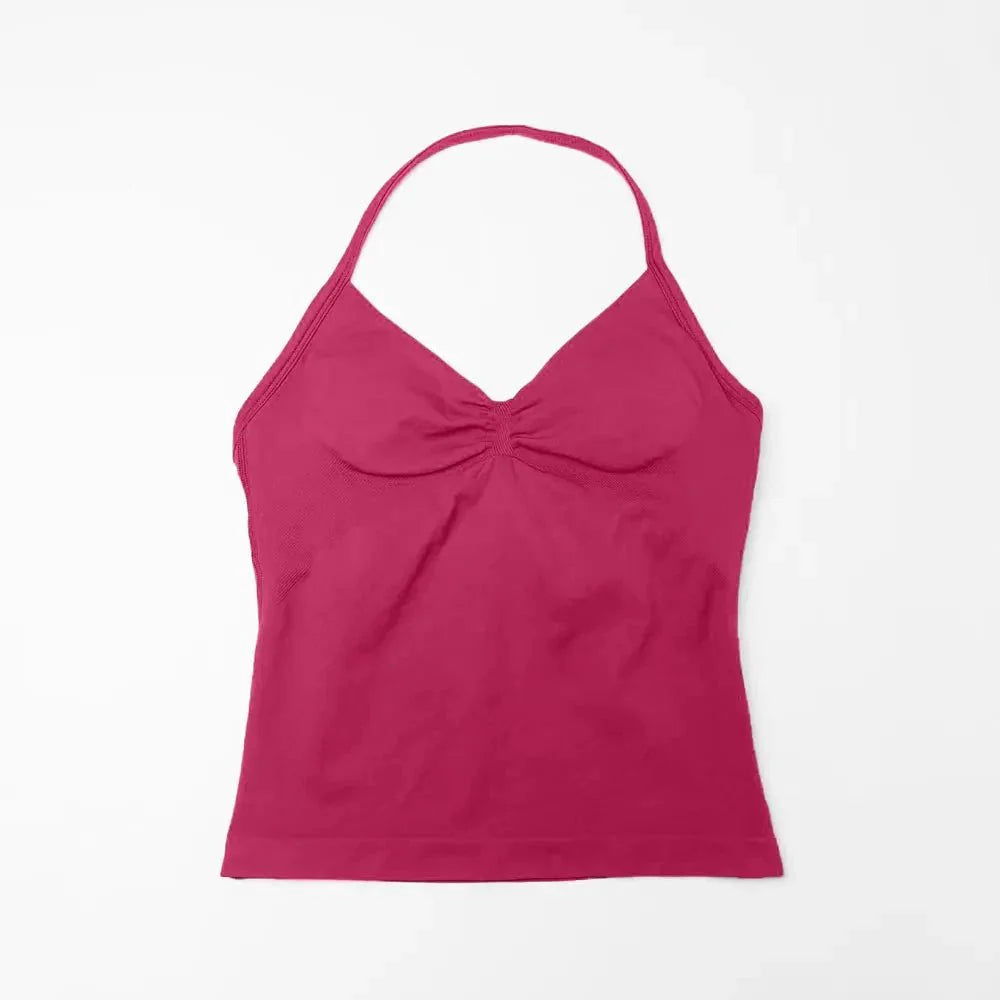 NCLAGEN Impact Longline Strappy Top Sports Yoga Vest Women's Fitness Tank Top Gym Beautiful Open Back Bra Running Workout Halter