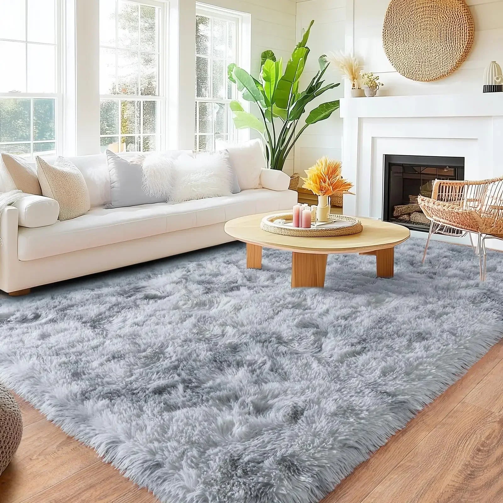 Perfecsy VIKAMA Minimalist Shaggy Living Room Rug, Soft and Fluffy Area Rug, Bedroom Dormitory Children's Room Carpet, Home D