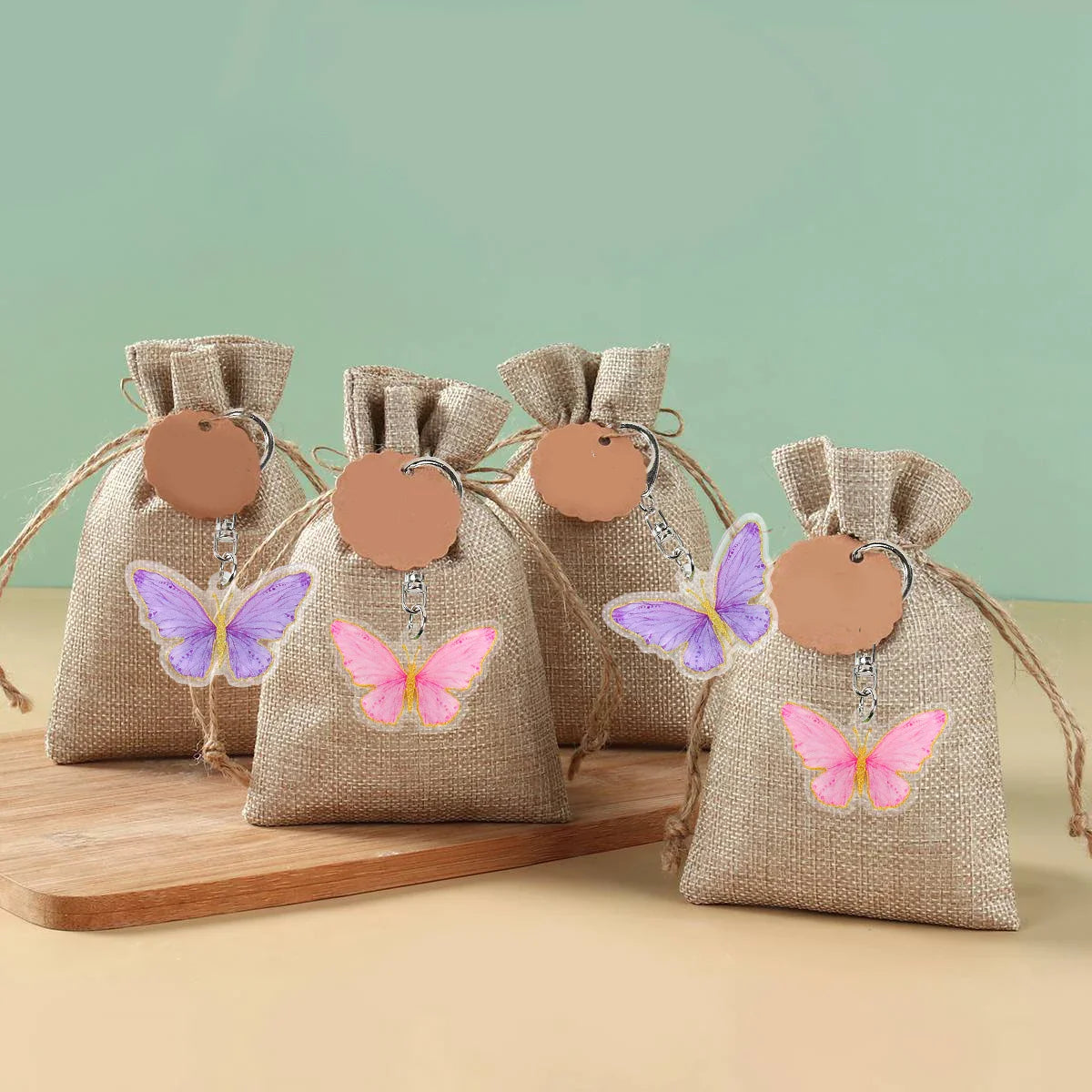 Perfecsy 6pcs Butterfly Keychain Backpack Decoration 1st First Birthday Party Decorations Kids Girl Butterfly Decoration Baby