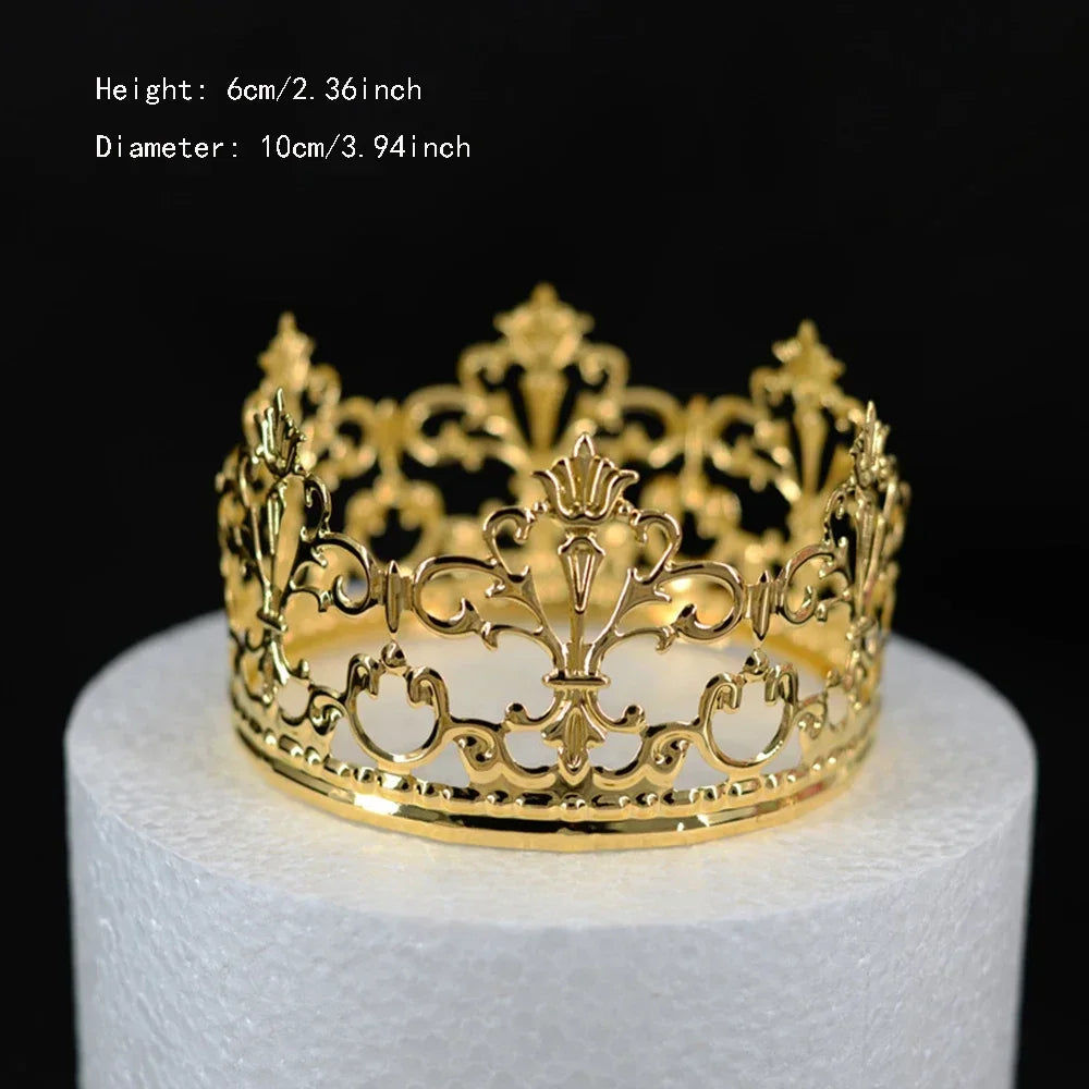 Perfecsy Rhinestone Crown Baking Cake Topper Headwear Decoration Children's Hair Accessories Princess Wedding Birthday Party 