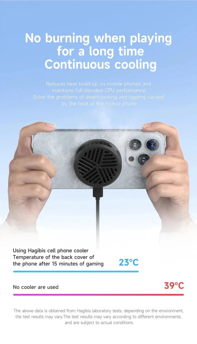 Hagibis Magnetic Cell Phone Cooler Universal Cooling Fan Mobile Phone Radiator for iPhone 16 Pro Black Shark Gaming Live Stream
