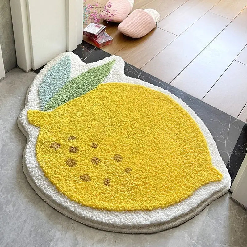 Perfecsy VIKAMA Little Fresh Fruit Special Imitation Cashmere Carpet Warm Machine Washable Bathroom Door Carpet Porch Mat Hom