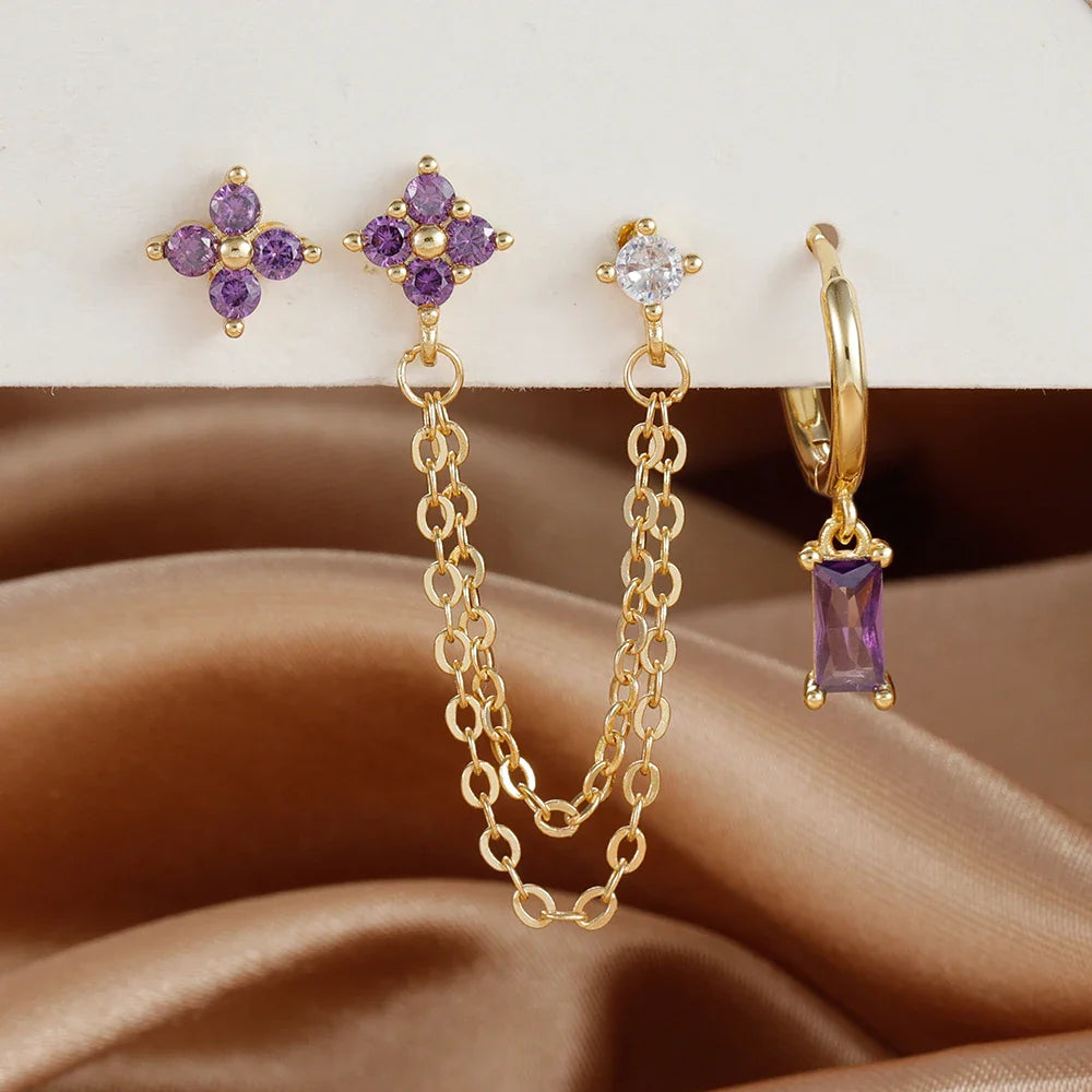 Zodiac Birthstone Earrings Set for Everyday Celestial Style