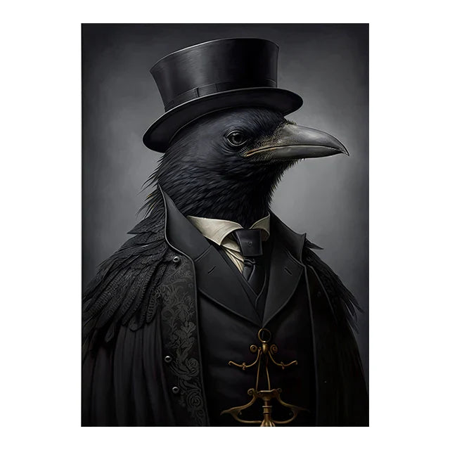 Perfecsy Retro Crow Witch Bat Skull Dark Academia Gothic Victorian Style Wall Art Canvas Painting Poster Print Halloween Gift