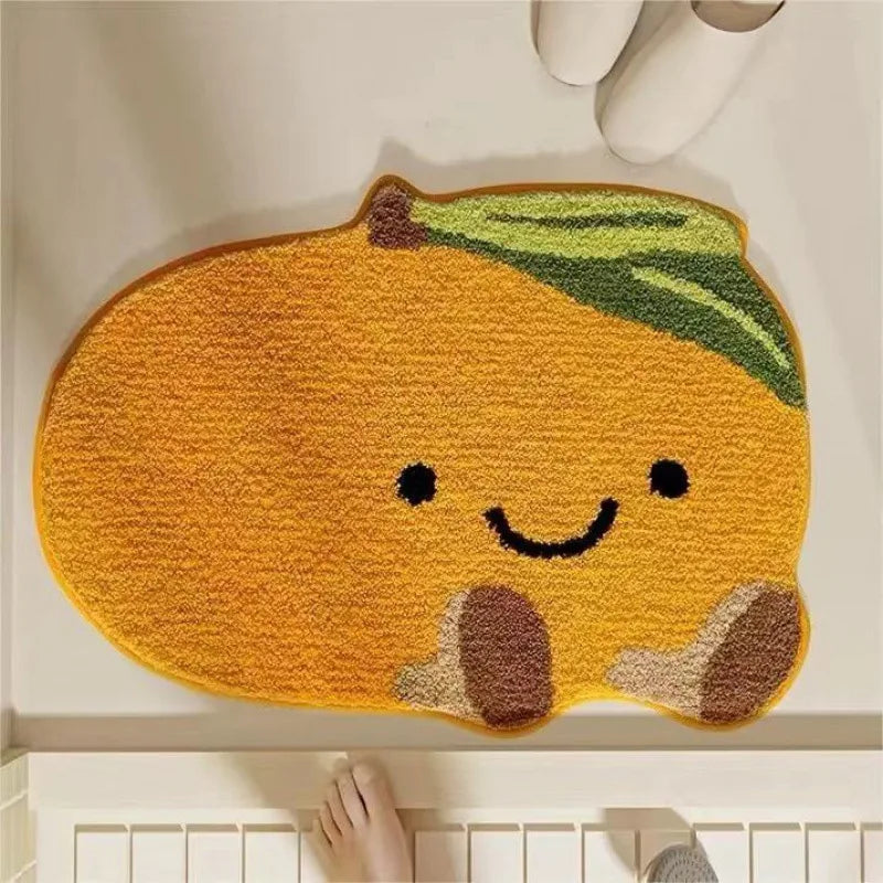 Perfecsy VIKAMA Little Fresh Fruit Special Imitation Cashmere Carpet Warm Machine Washable Bathroom Door Carpet Porch Mat Hom