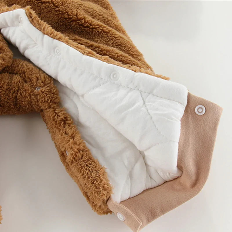 SORI STYLE Winter Hooded Baby Romper with Cute Ears — alternative angle