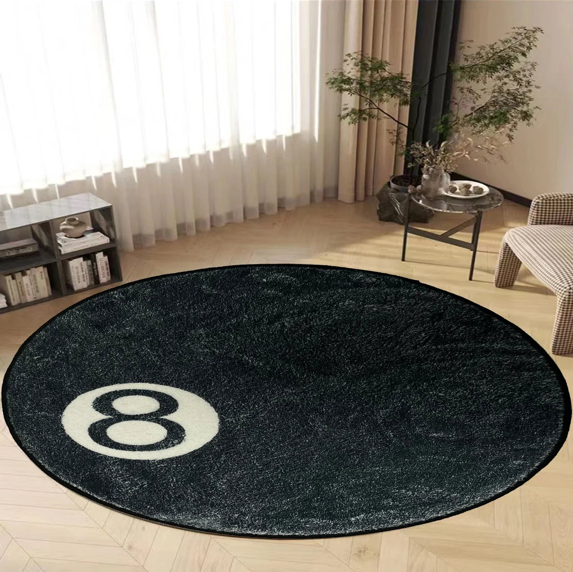 Perfecsy VIKAMA Halloween Eight-Ball Carpet Round Soft Decorative Rug Horror Movie Theme Indoor Home Decor Spooky Pool Enthus