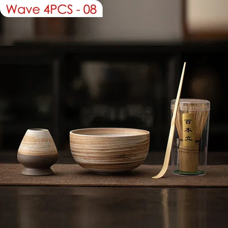 4PCS Japanese Matcha DIY Tea-Making Tools Bamboo Matcha Whisk Scoop Bowl Tea Whisk Brush Suits Ceremony Accessories