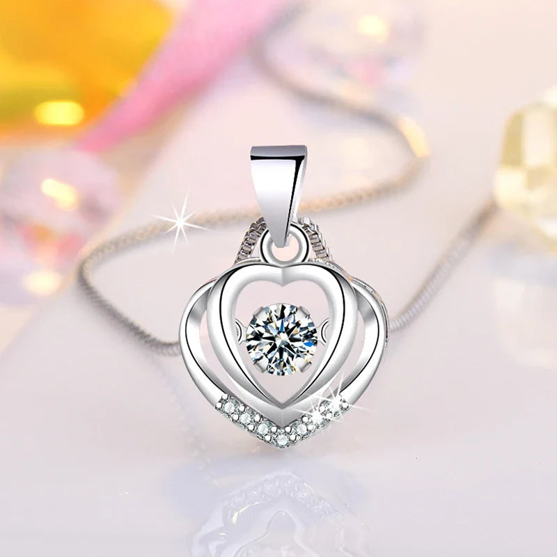 SORI STYLE 925 Sterling Silver Heart Pendant Necklace for Women — detail close-up