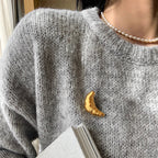 Envy NYC Envy NYC Croissant Brooch Plated Metal — lifestyle worn / used context