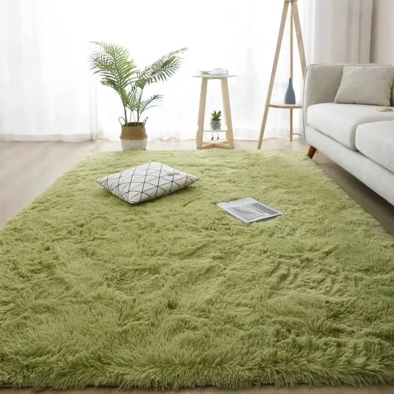 Perfecsy VIKAMA Minimalist Solid Color Shaggy Rug Fluffy and Soft Living Room Sofa Coffee Table Rug Nursery Floor Mat Home De