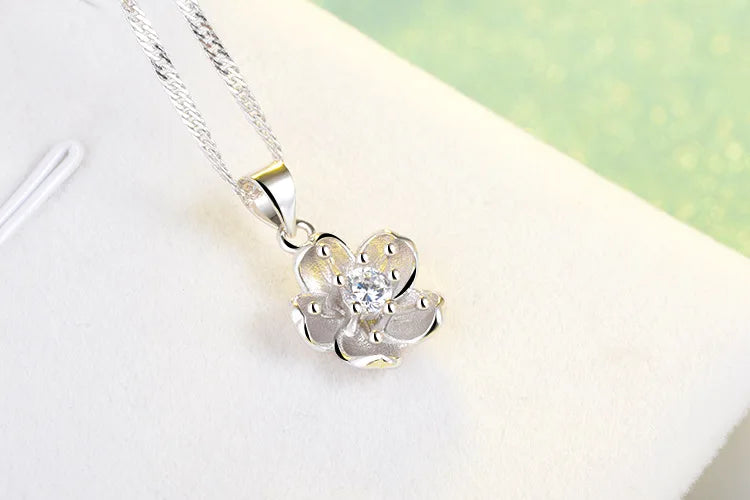 SORI STYLE 925 Sterling Silver Cherry Blossom Pendant Necklace — lifestyle context