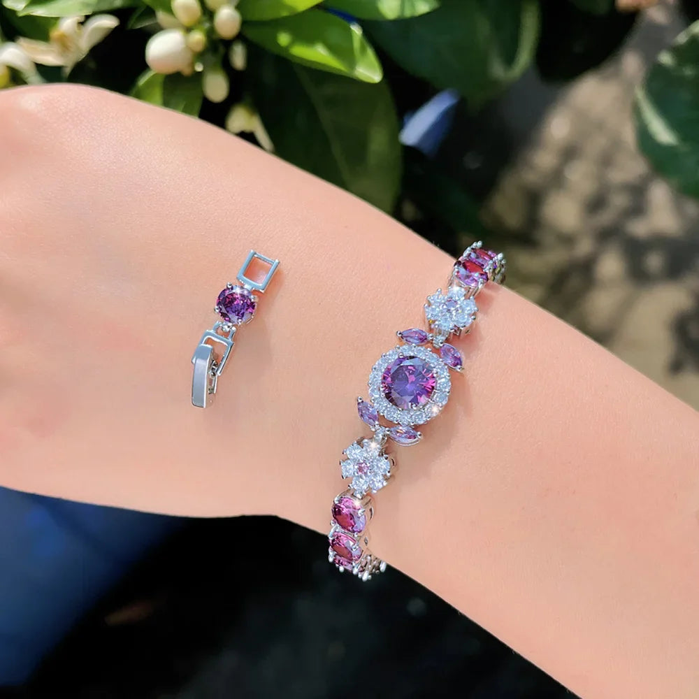 MyClosetAid Pink Round Cubic Zircon Tennis Bracelet — lifestyle context