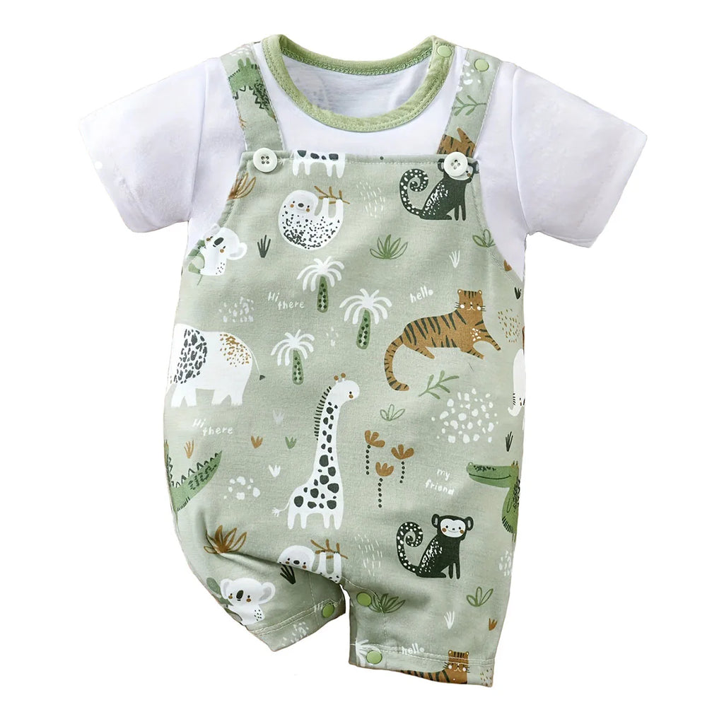 SORI STYLE Cute Zoo Animal Print Infant Romper for Everyday Comfort — color detail