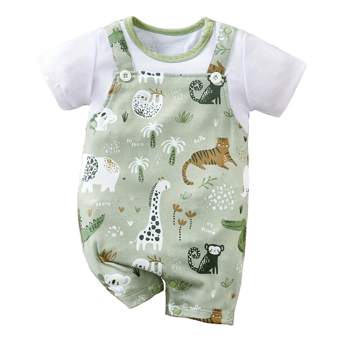 SORI STYLE Cute Zoo Animal Print Infant Romper for Everyday Comfort — color detail