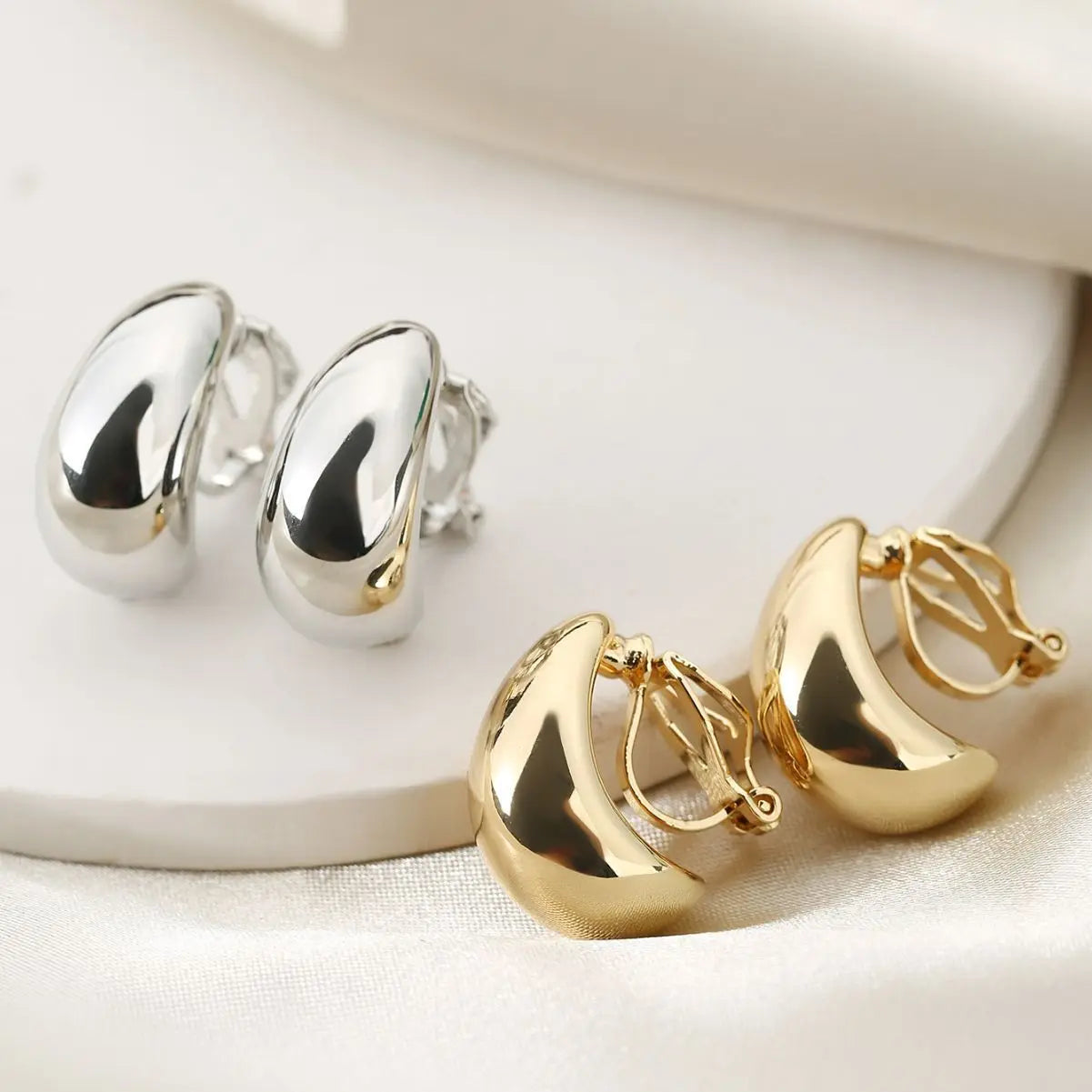 Envy NYC Envy NYC Luxury Droplet Zinc Clip-On Earings — main product shot