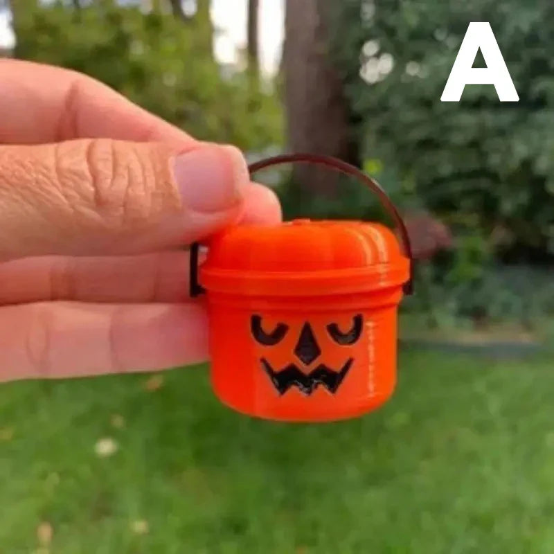 Pumpkin Lantern Bucket Mini Halloween Nostalgia Bucket Candy Jar Trick or Treat Basket Halloween Small Candy Bucket orang