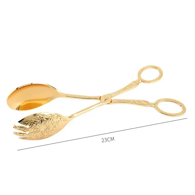 Perfecsy Zinc Alloy Metal Spoon Salad Clip Exquisite Party Self-service Clip Tray Cake Birthday Party Tableware Clip Multifun
