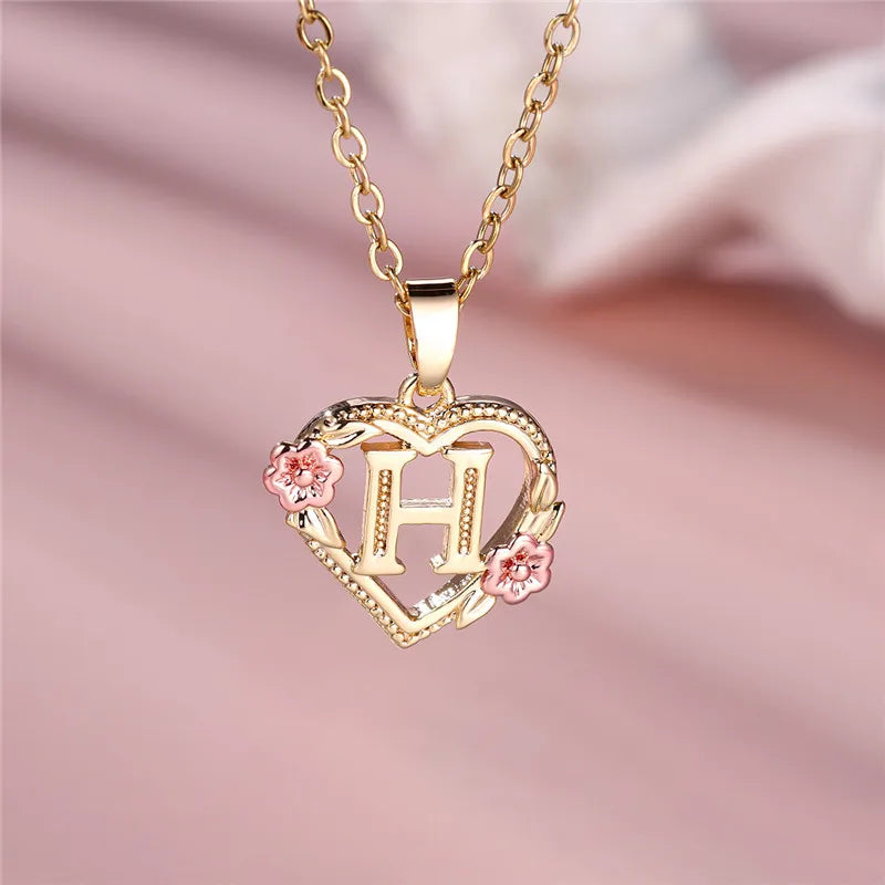 MyClosetAid Female A-Z Letter Flower Pendant Necklace — main product shot