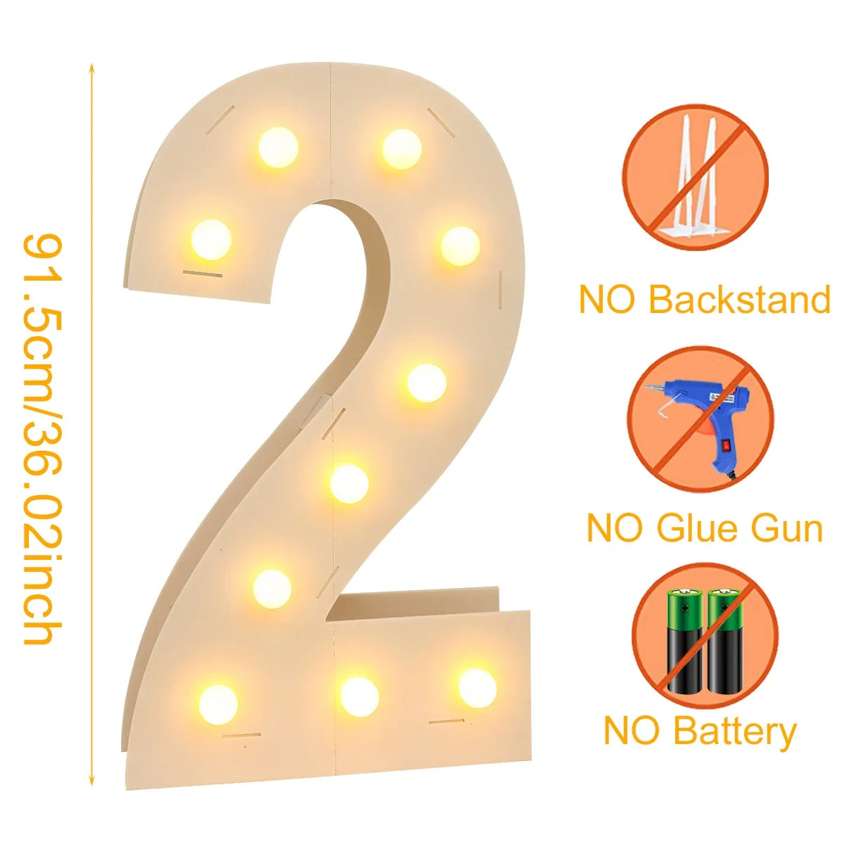 91.5CM Giant Number Led Light Frame 1st Birthday Party Decor Kids Wedding 30th 50th 60th Birthday Party Supplies Baby Shower