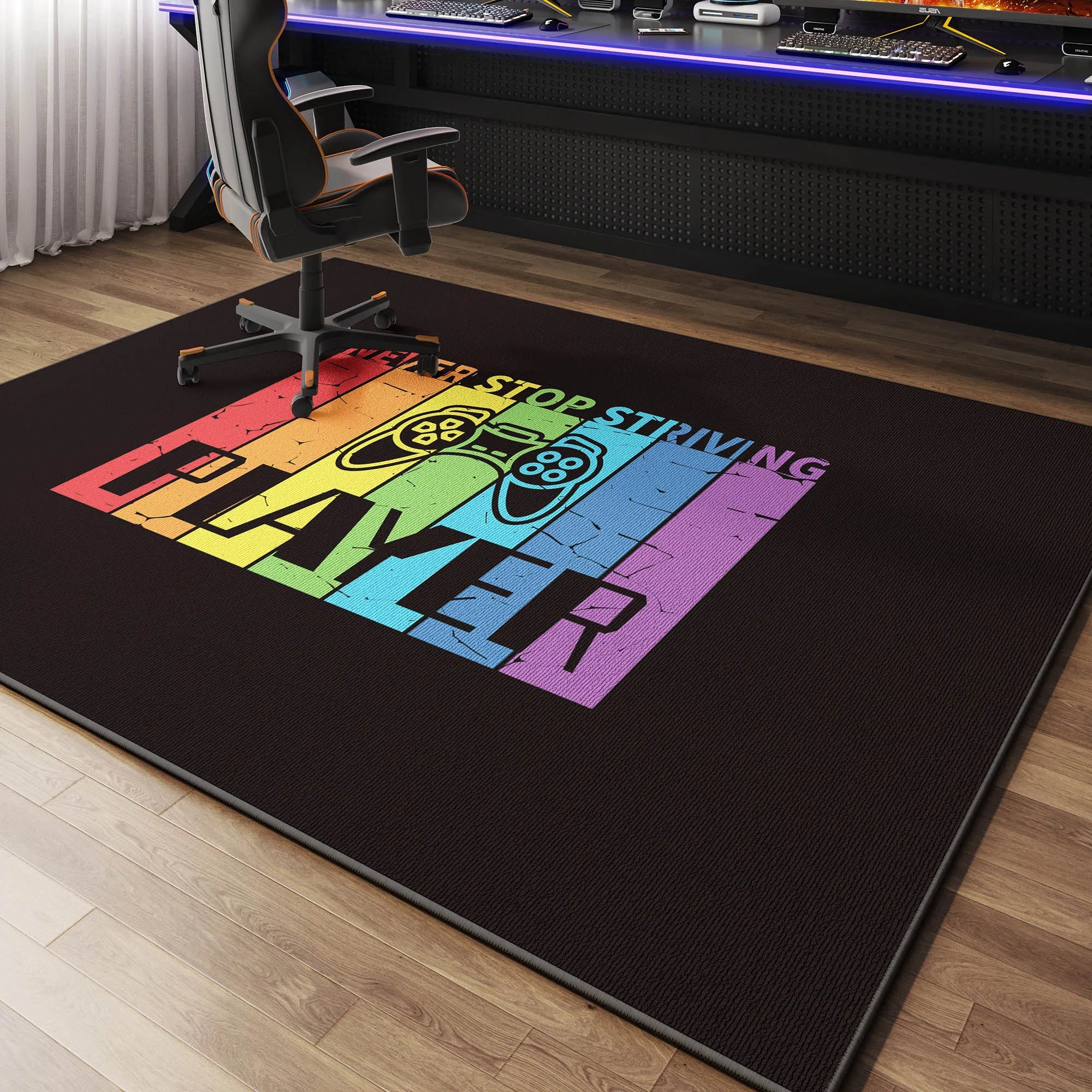 Perfecsy VIKAMA Luxury Casual Gaming Room Carpet Quiet Bedroom Office Chair Floor Mat Anti-Slip Male Dormitory Carpet Home De