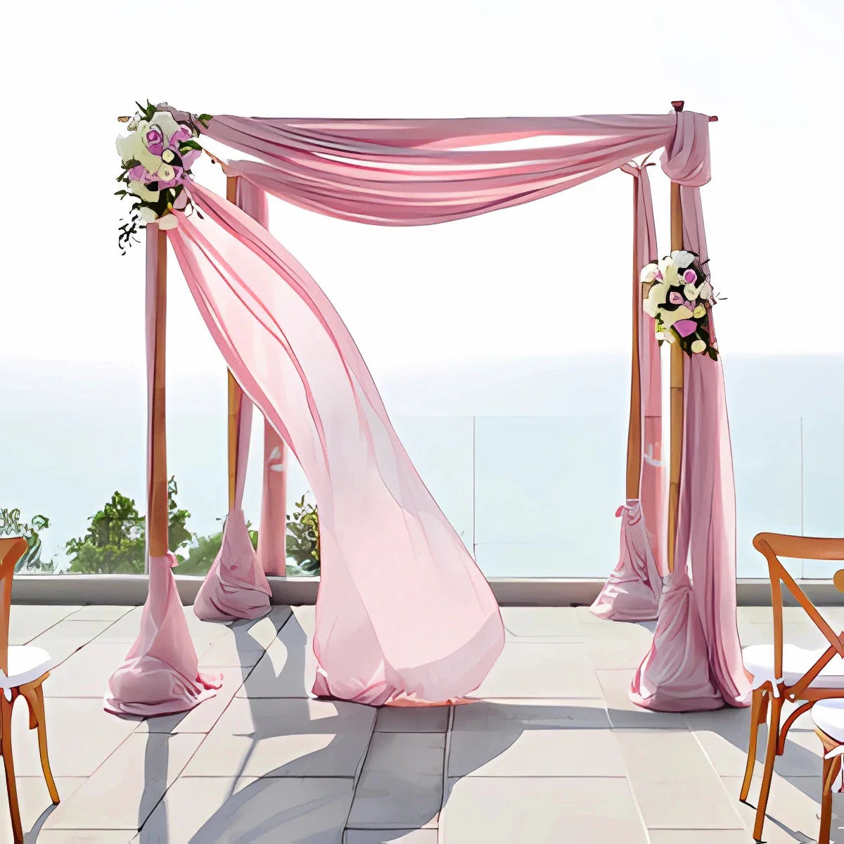 Perfecsy Wedding Arch Drape Chiffon Fabric Draping Curtain Drapery Wedding Birthday Party Decor Draping Ceremony Reception Ha