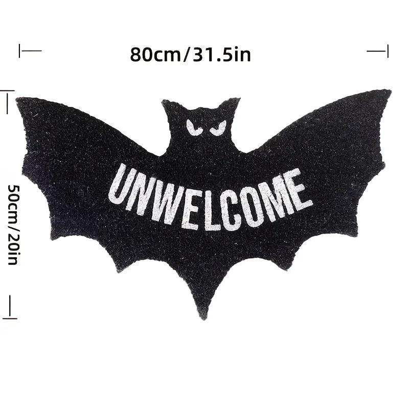 Perfecsy VIKAMA Halloween Shape Decorative Carpet Black Bat Doormat Gothic Entrance Mat Washable Stain-Resistant Carpet Outdo