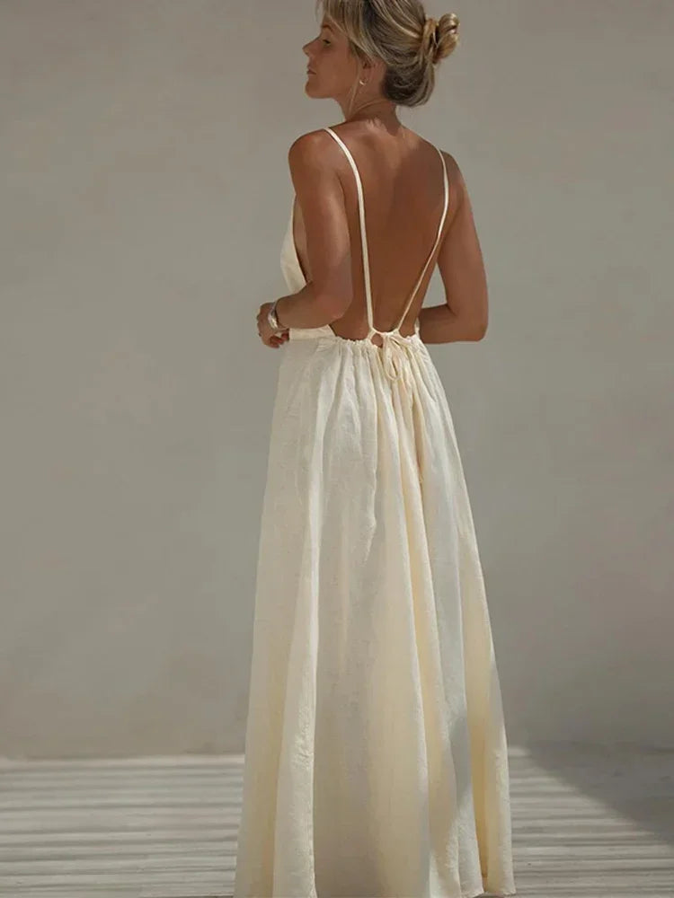 Envy NYC Envy NYC Sexy Backless Lace Up Sling Maxi Dress — main product shot