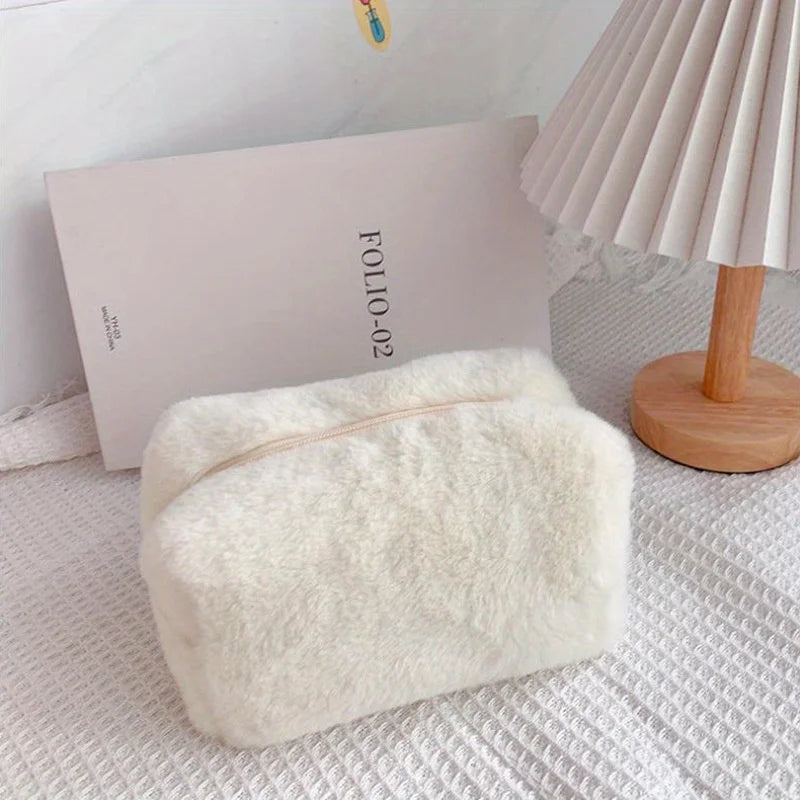 Perfecsy Comfortable Winter Plush Cosmetics Storage Bag - Portable Cosmetics Storage Bag Tote Bag, Stationery Pencil Case — i