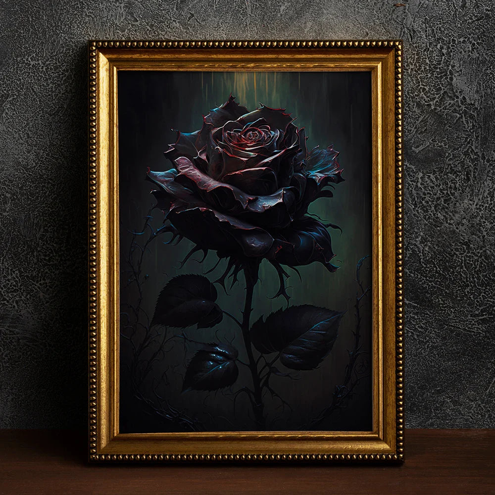 Perfecsy Retro Crow Witch Bat Skull Dark Academia Gothic Victorian Style Wall Art Canvas Painting Poster Print Halloween Gift