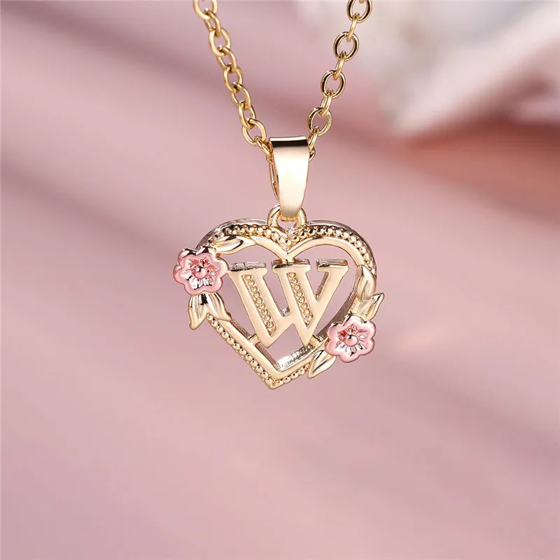 MyClosetAid Female A-Z Letter Flower Pendant Necklace — in-use photo