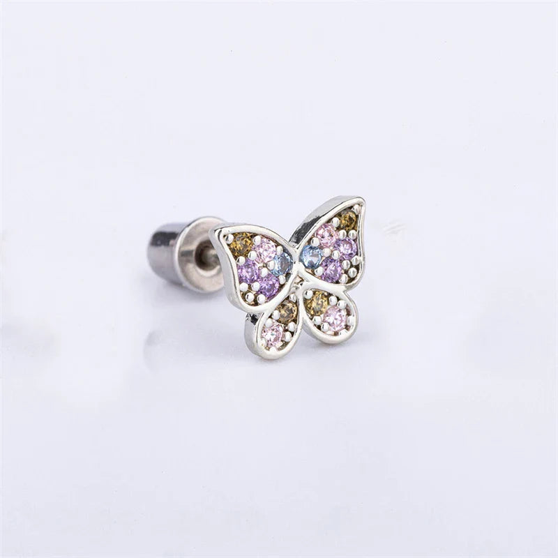 MyClosetAid 1PCS Delicate Blue Pink Zircon Butterfly 316L Stainless Steel Ear bone nail Y2K Hottie Cute Earring for Women Coc