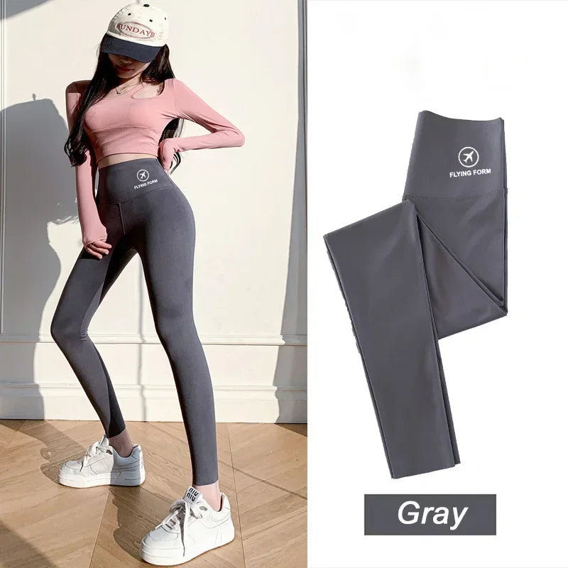 M-XL Shark pants women wear spring  autumn winter thin high-waisted belly lift hip yoga tights small feet black leggings