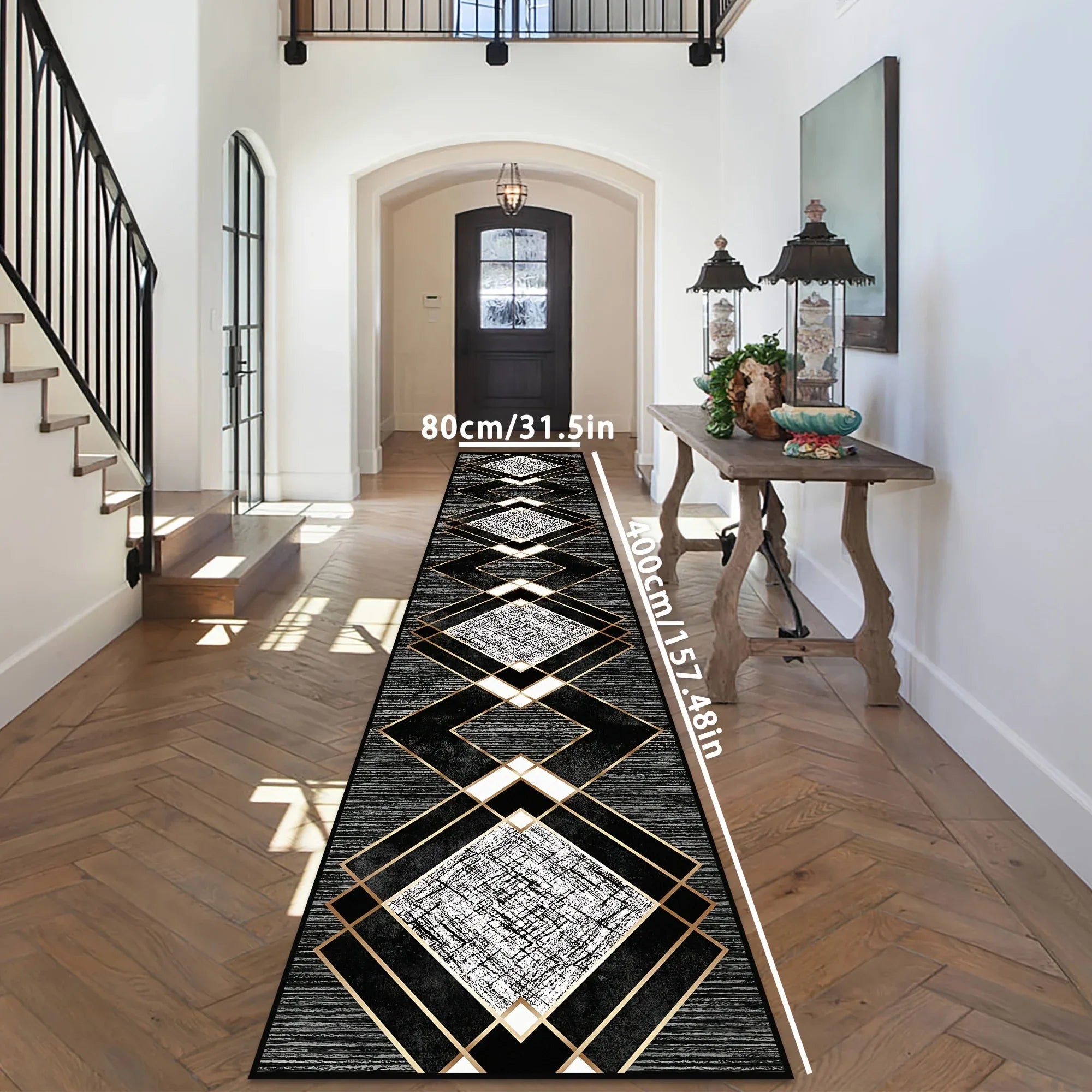 VIKAMA Black Skull Carpet Halloween Decoration Gothic Style  Large Area Rugs Balcony Hallway Rug Kitchen Floor Rug Doormat