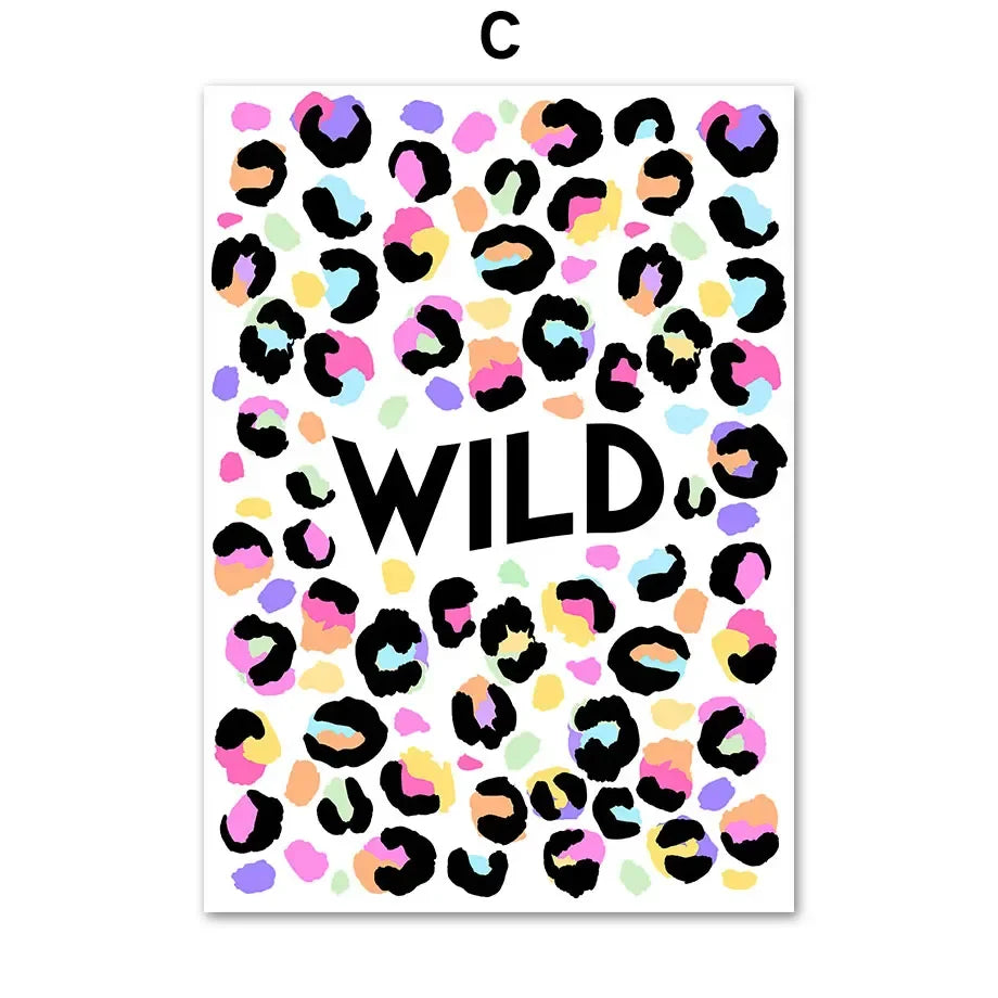 Perfecsy Wild Leopard Tiger Rainbow Girl Power Lips Vase Flower Wall Art Canvas Painting Nordic Poster Wall Picture For Livin