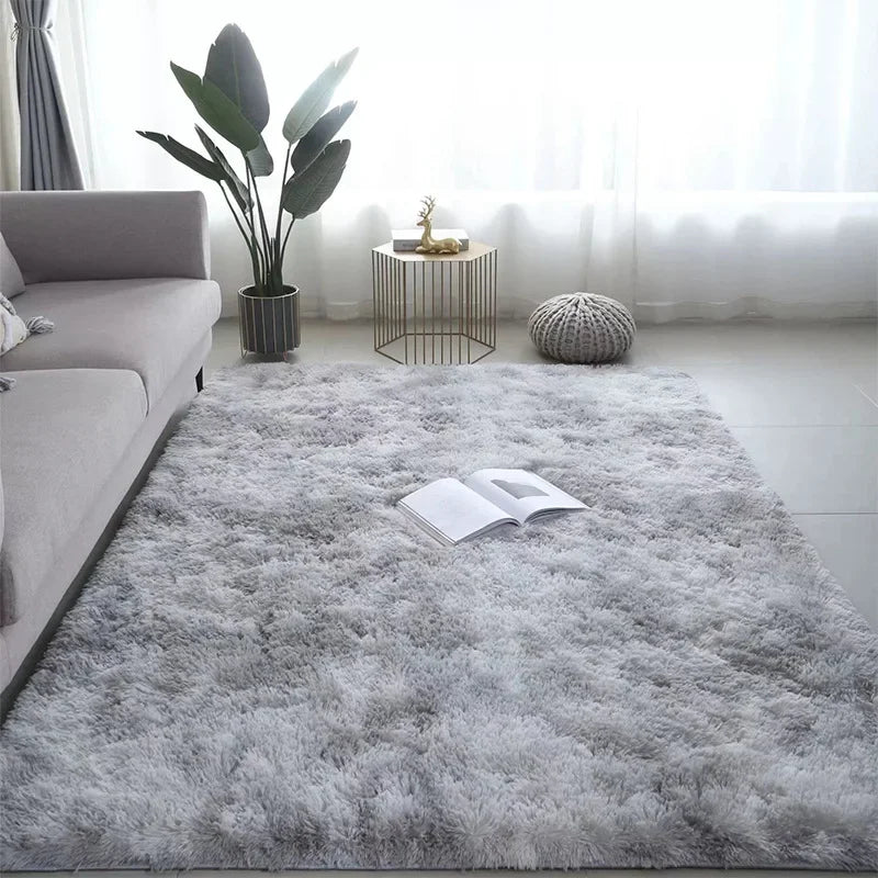 Perfecsy VIKAMA Minimalist Solid Color Shaggy Rug Fluffy and Soft Living Room Sofa Coffee Table Rug Nursery Floor Mat Home De