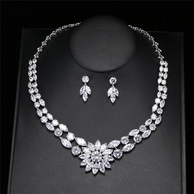 Envy NYC ZAKOL Brand Gorgeous Shiny Full Zirconia Earring Necklaces Jewelry Set Luxury… — detail shot 7