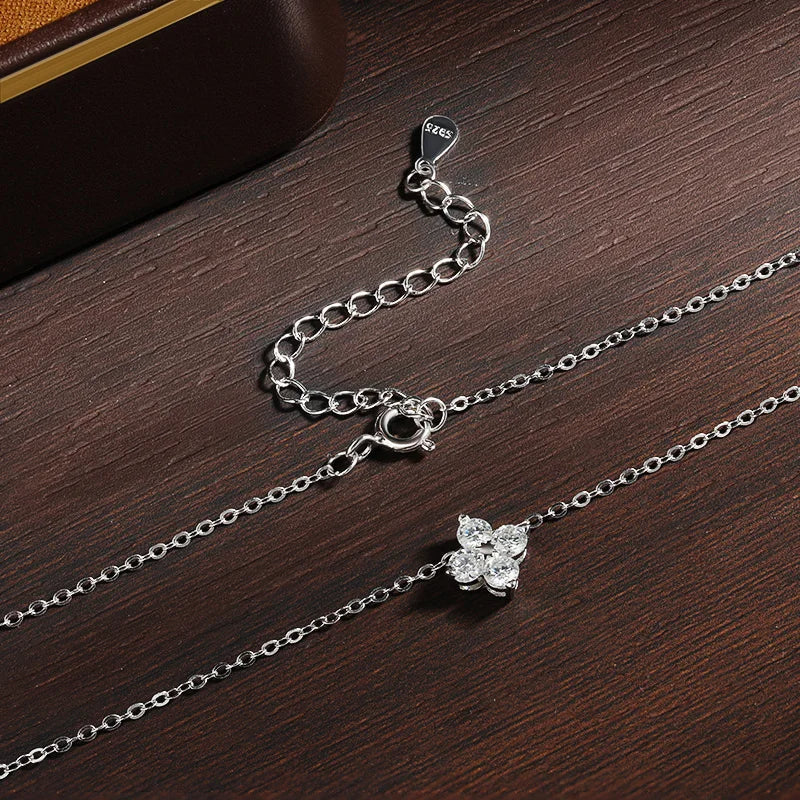 SORI STYLE VVS1 D Flower Moissanite Pendant Necklace for Women — back view