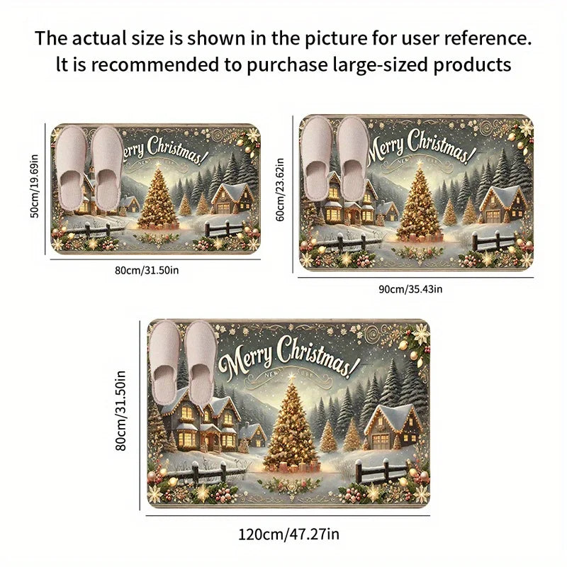 Perfecsy VIKAMA Christmas carpet soft doormat Christmas tree romantic floor mat living room carpet Rug For Bedroom Welcome Ma