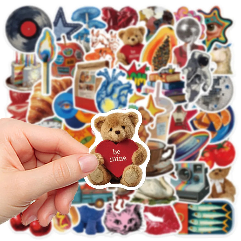 Perfecsy 50/100PCS Vintage Y2K Graffiti Sticker Decorative Phone Refrigerator Water Water Bottles PVC Waterproof Sticker — ba