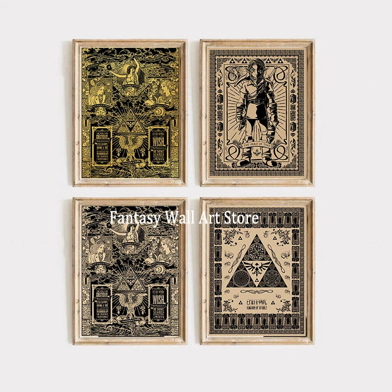 Perfecsy Z-zzelda Game Vintage Poster Legend of Zzelda Wall Decor Classic Video Game Prints Canvas Wall Decoration Gaming Roo