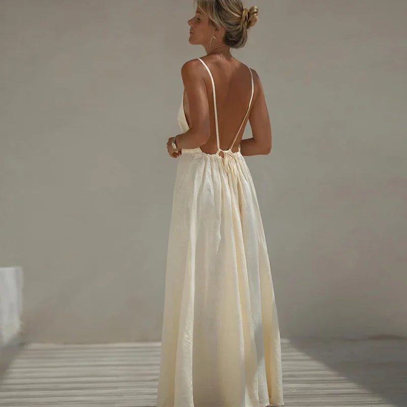 Envy NYC Envy NYC Sexy Backless Lace Up Sling Maxi Dress — detail shot 7